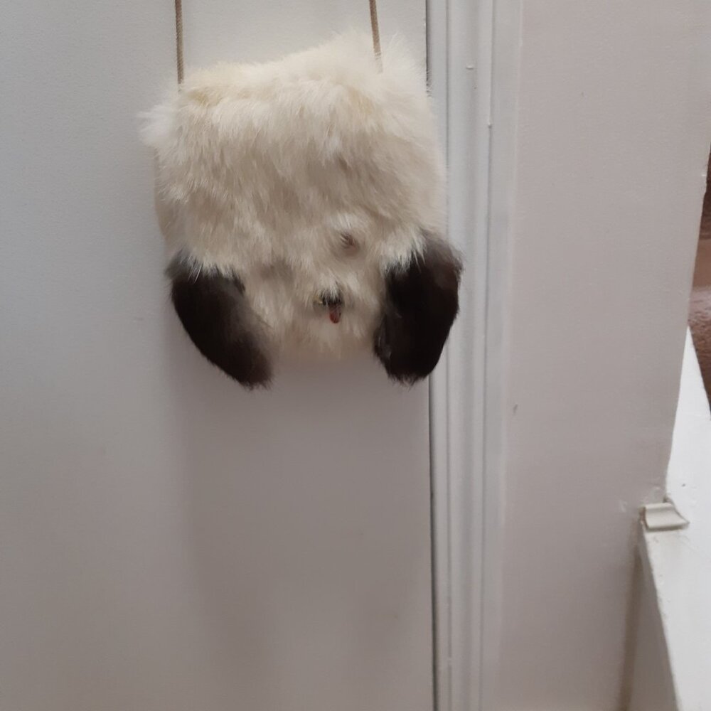 Adorable rabbit fur small puppy pouch